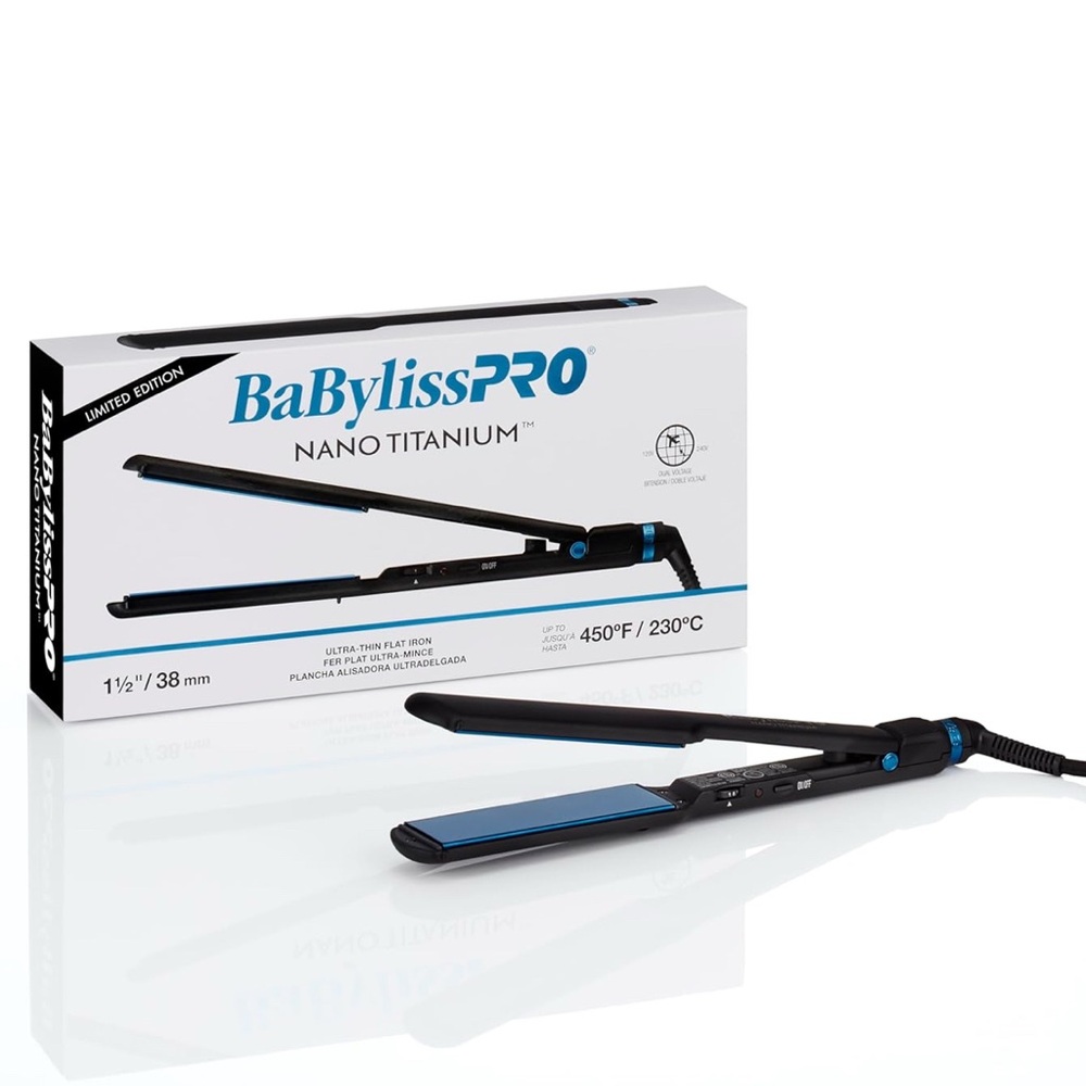 NWB BaBylissPRO Nano Titanium Flat Iron Limited Edition 1½"